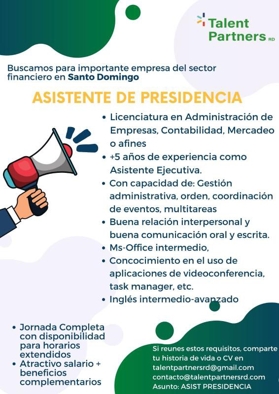 Asistente de Presidencia Oferta Laboral