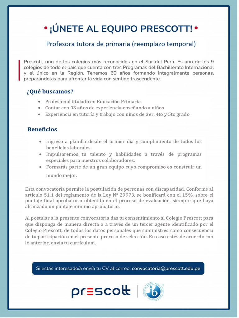 Maestra Suplente Temporal Nivel Inicial