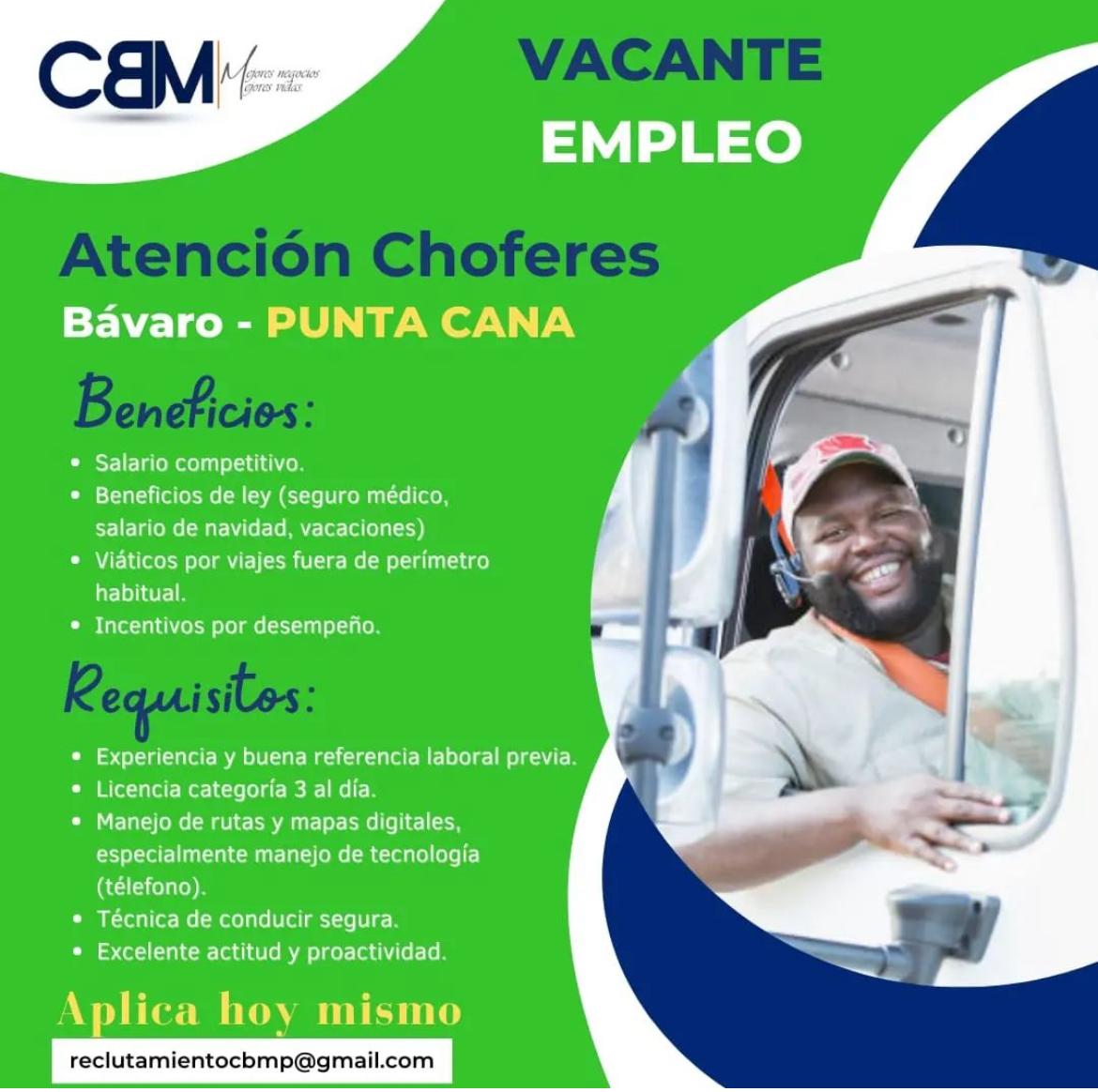 Reclutamiento Chofer Categoría 3 y Asistente