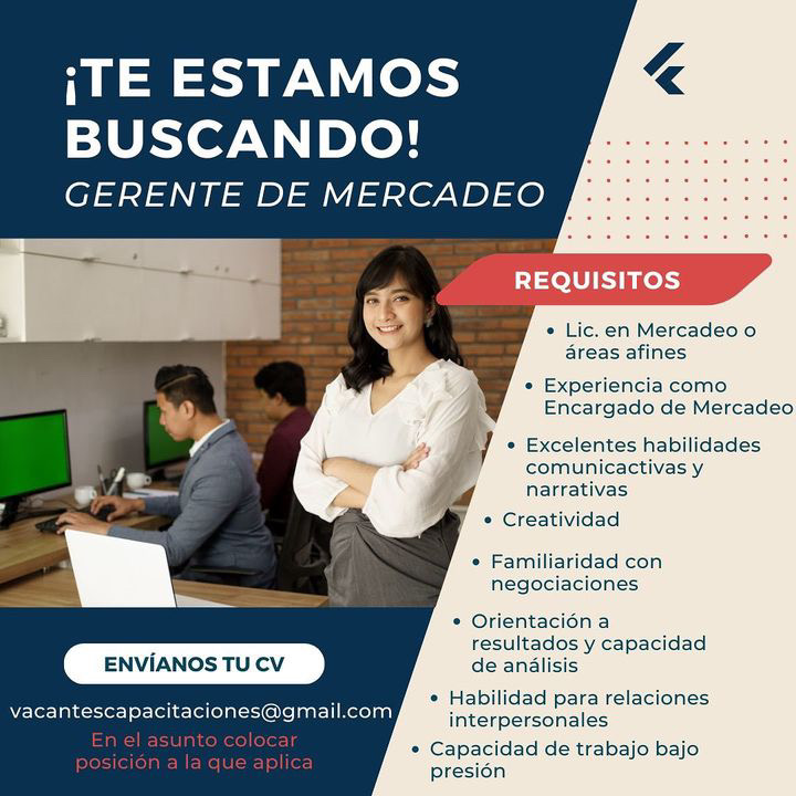 Oportunidad Gerente de Mercadeo