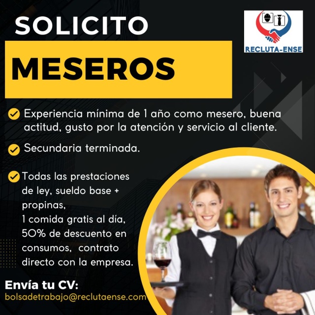 Solicitud empleo mesero hombre