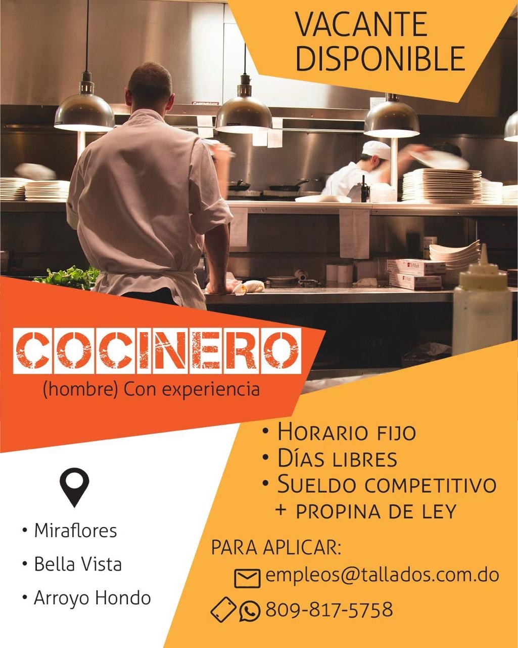 Oportunidad laboral cocinero profesional