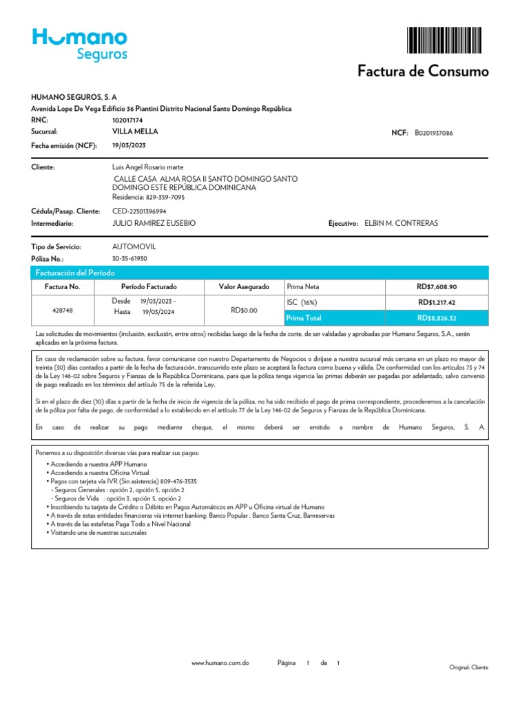 SEGUROS Facturación Administrativo Estudiante