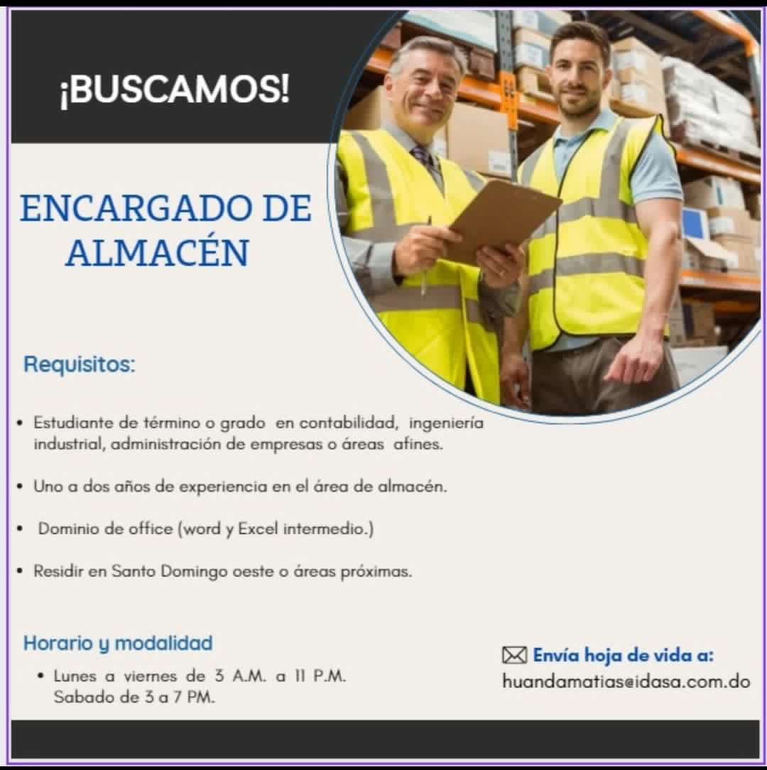 Empleo Encargado Almacén e Inventario