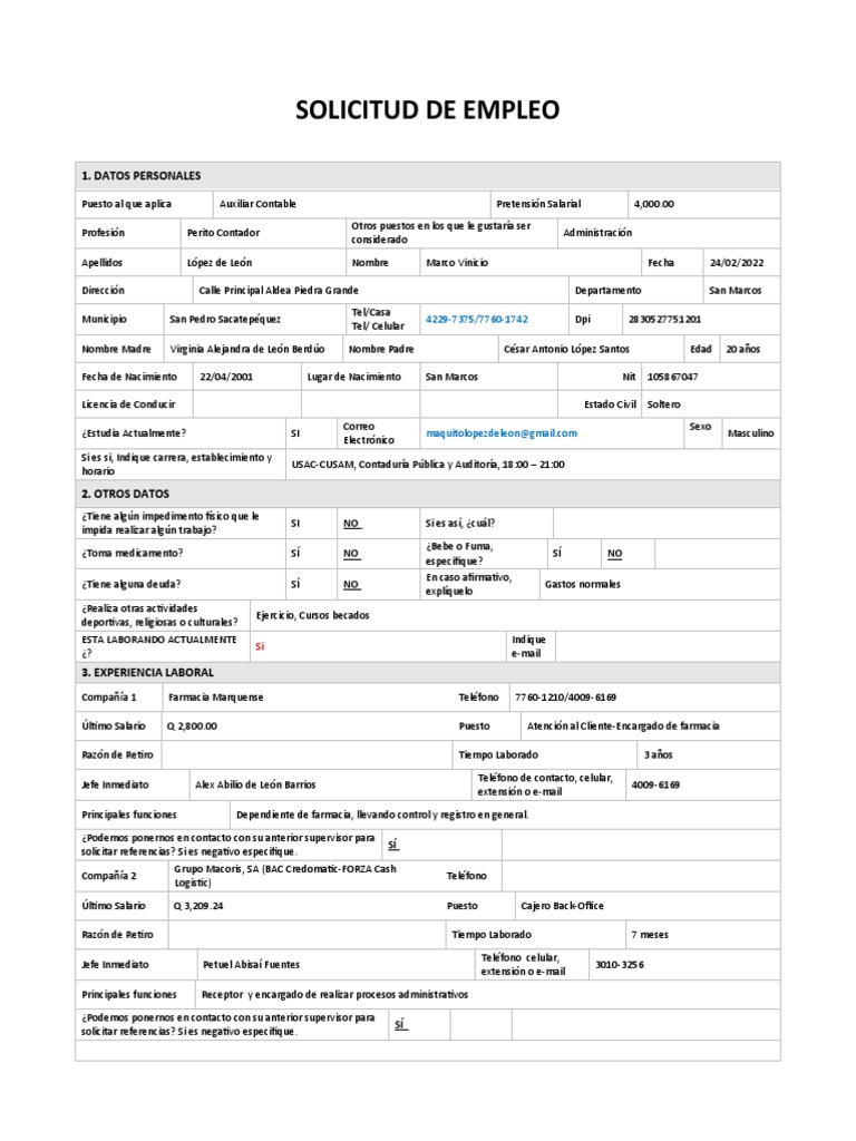 Solicitud Auxiliar Contabilidad Área