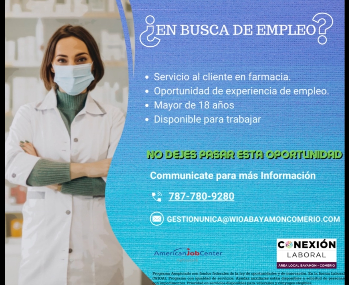 Servicio al Cliente Cajera Auxiliar Farmacia